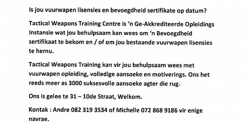 TACTICAL FIREARMS TRAINING Welkom
