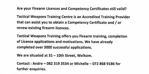 TACTICAL FIREARMS TRAINING Welkom