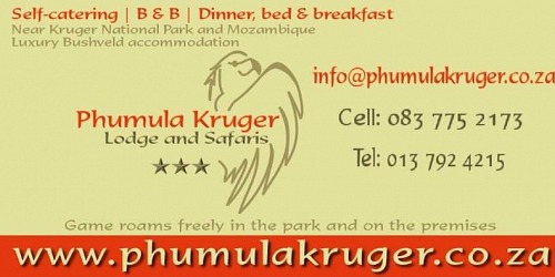 Phumula Kruger Lodge & restaurant Marloth