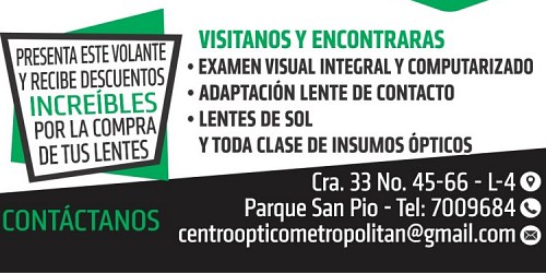 Centro Optico Metropolitan Optica Bucaramanga